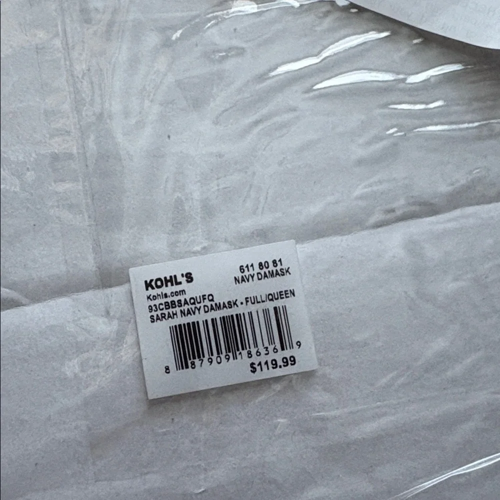 NEW Croft & Barrow Navy White Striped Floral Reversible Quilt Full Queen - Picture 4 of 5